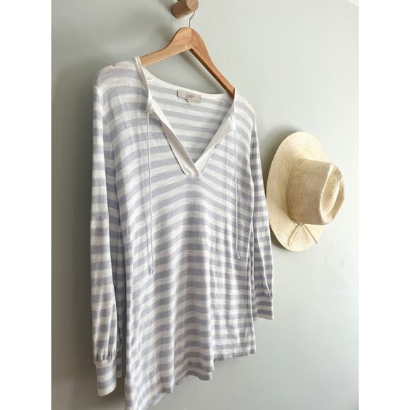 Loft | Blue and White Top | Sz S - Picture 2 of 6